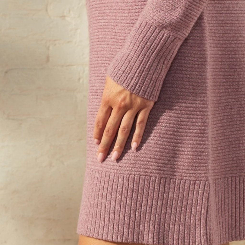Upwest Women's Purple Mock Neck Modern Mock-Cowl Sweater Dress Cabincore Chic M — image 7 of 8